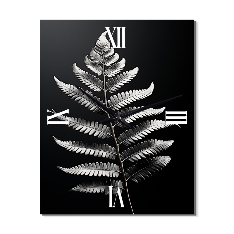 Fougères bronze Harmony I - très grandes horloges murales florales, H 28 po x l 12 po x P 1 po