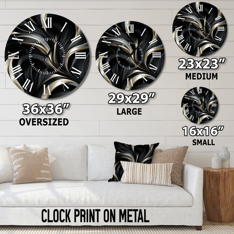 Horloge murale à fond blanc foncé et noir Elegance, Médium