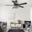 Ventilateur de plafond 52 po à 5 pales en cristal taillé avec chaîne Pull