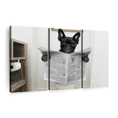 Drôle de bouledogue français sur toile, ensemble de 3 pièces