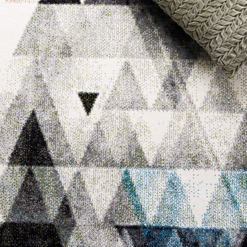 Asumi Wimbled Gray/Blue Area Rug, Rectangle 5'3" x 7'6"