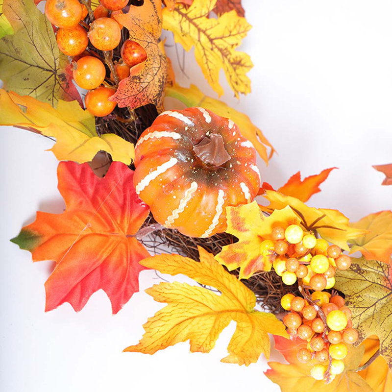 Handcrafted Faux Lighted Maple Polyester 50cm Wreath