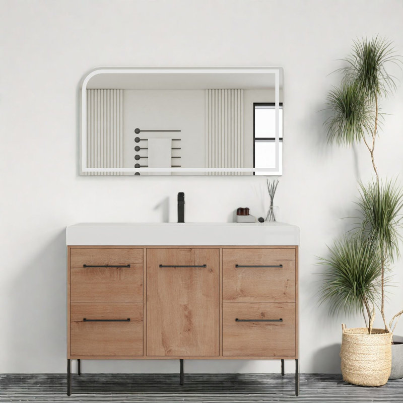 Armoire de meuble-lavabo avec lavabo et rangement 48 po