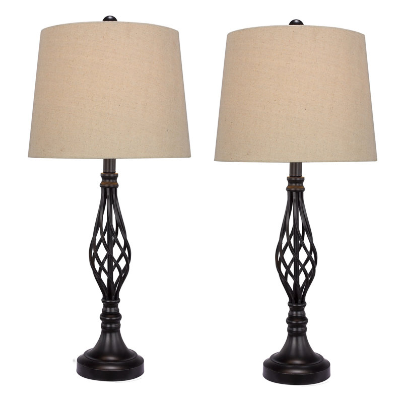 Meniru Metal Table Lamp, Black Base/Oatmeal Shade