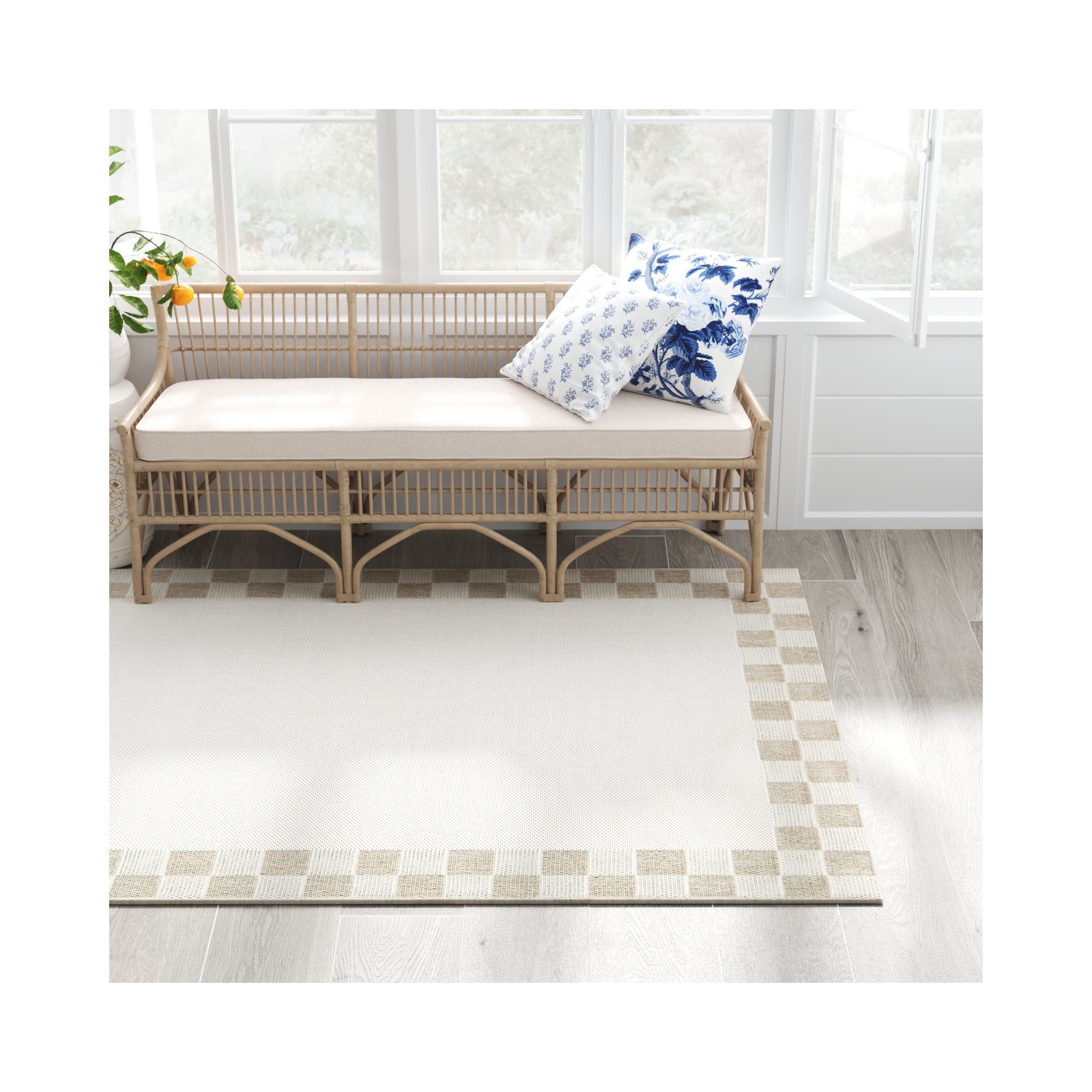 Harter Tan Indoor/Outdoor Rug, Rectangle 7'10" x 10'