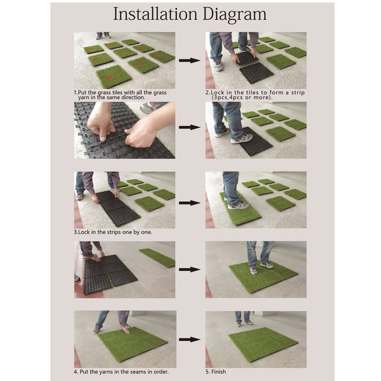 ESHOO Artificial Grass Tiles Interlocking Turf Deck Set Pack 12