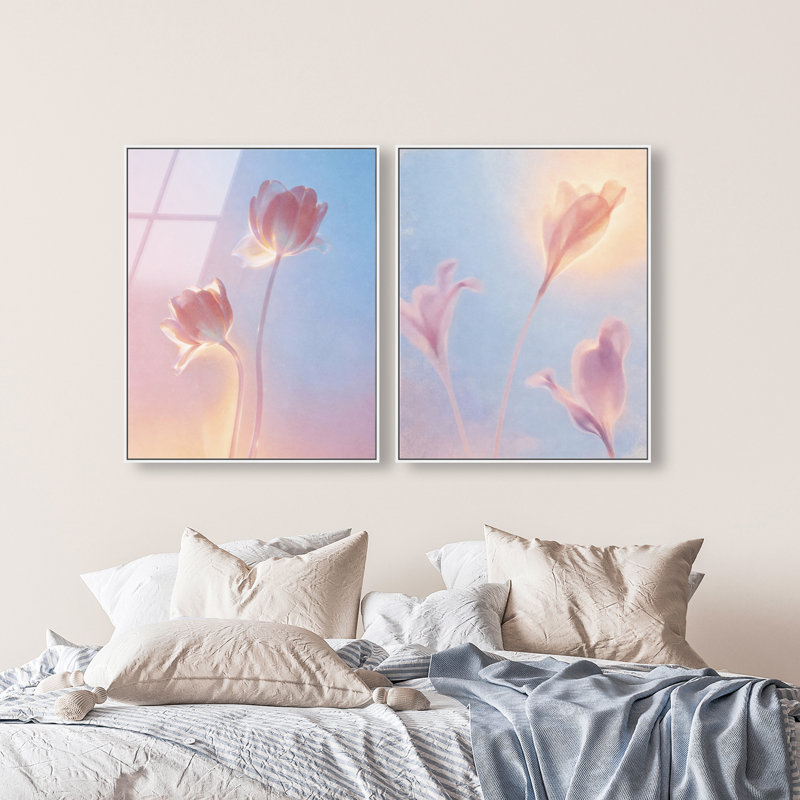 Iridescent Spring Set Set by Oliver Gal, 31"H x 37"W, White Floater Frame