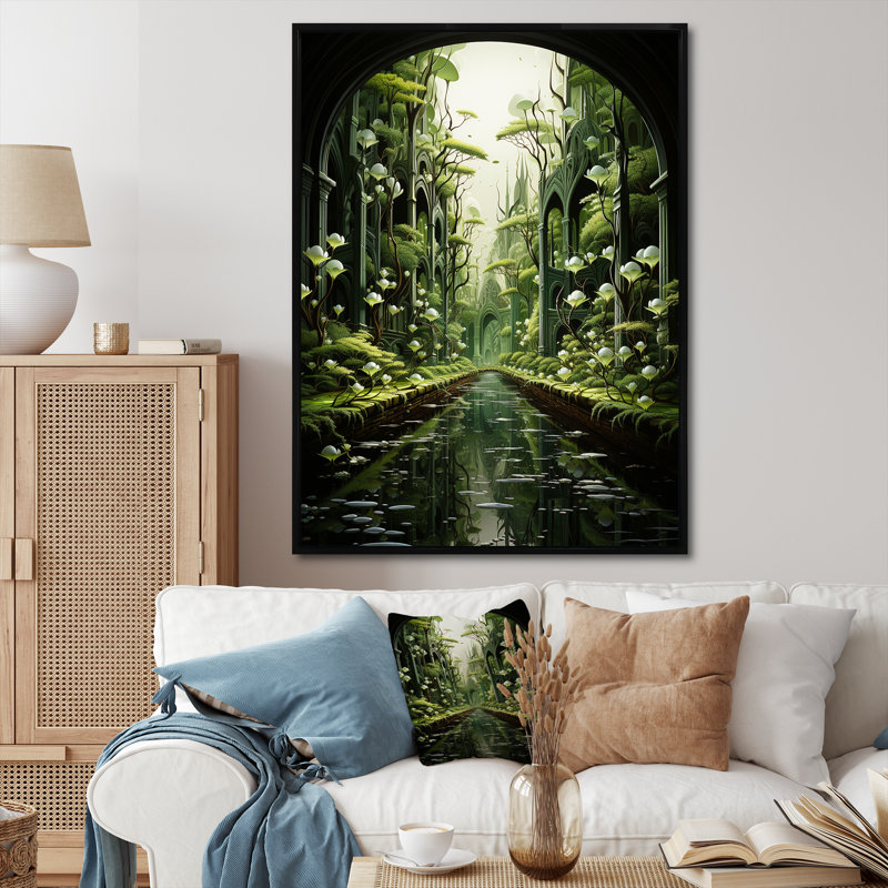 Reproduction d'art surréel surréel, Cadre flottant noir, H 44 po x l 34 po