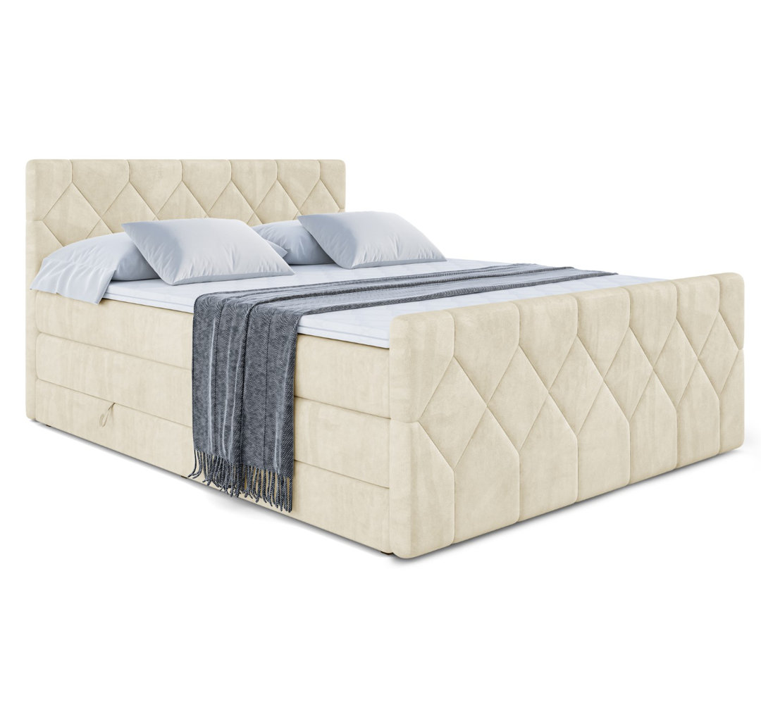 Boxspringbett mit bettkasten und Topper