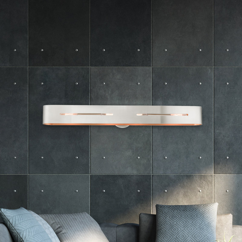 Barre d'éclairage de salle de bain 4 lumières Ahmadou, Nickel brossé