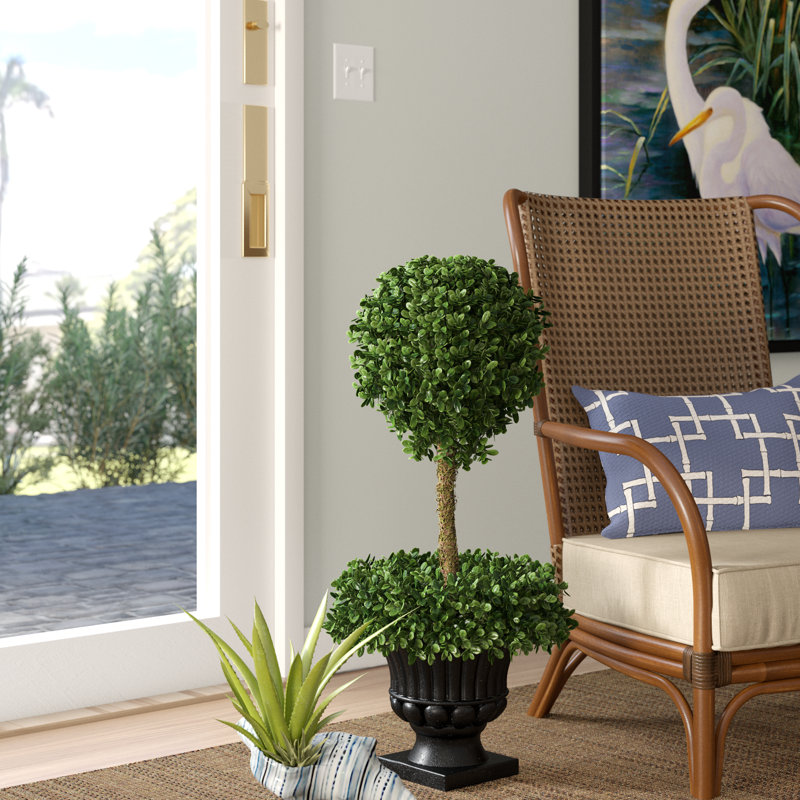 33 " H Faux Boxwood Topiary in Stone Urn