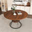 Table de salle à manger extensible de 43 pouces pour 4 à 6 personnes, table de cuisine de ferme extensible avec tablette de rangement et base en métal, table extensible en bois brun et noir de 43 à 59 pouces, grande table ronde pour la maison (sans chaises)-657874509