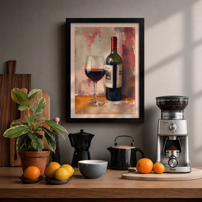 Wine & Glass Boho - Framed Print