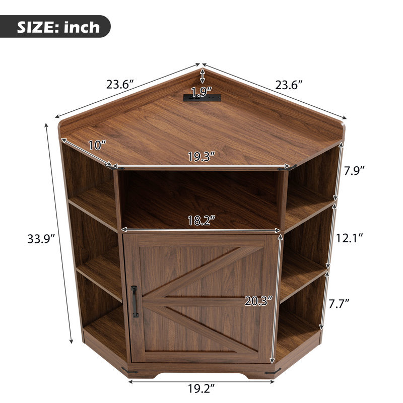 Table d'appoint d'angle de 86 cm de hauteur avec station de recharge, Noyer