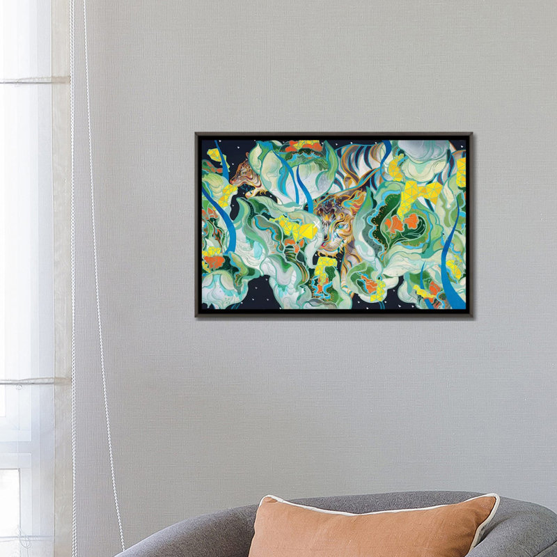 One Eye by Sija Hong - Painting, Dark Rustic Wood Framed, No Mat, 18" H x 26" W x 1.5" D