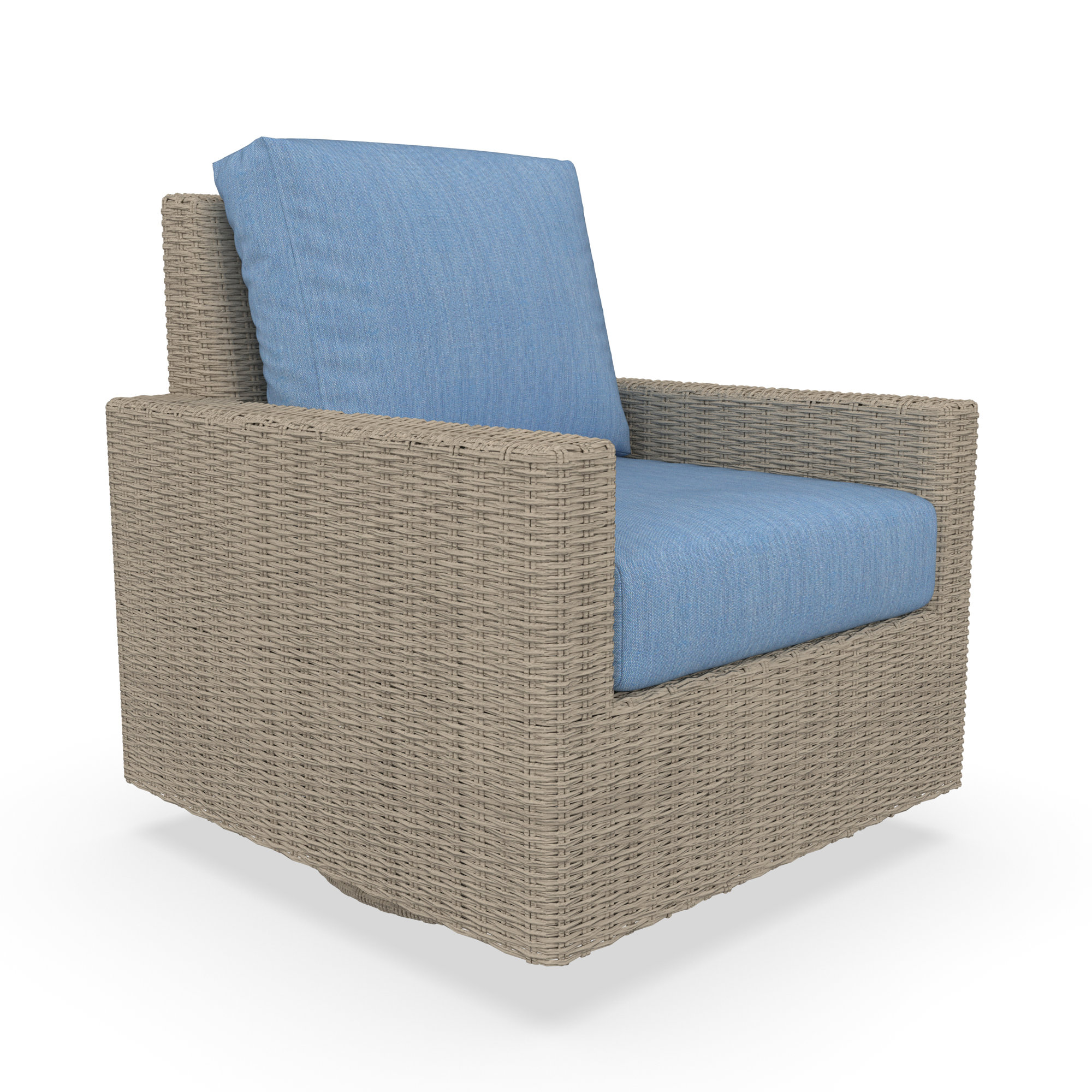 Outdoor Swivel Chair With Sunbrella Cushions, Solid Color, Cast Ocean