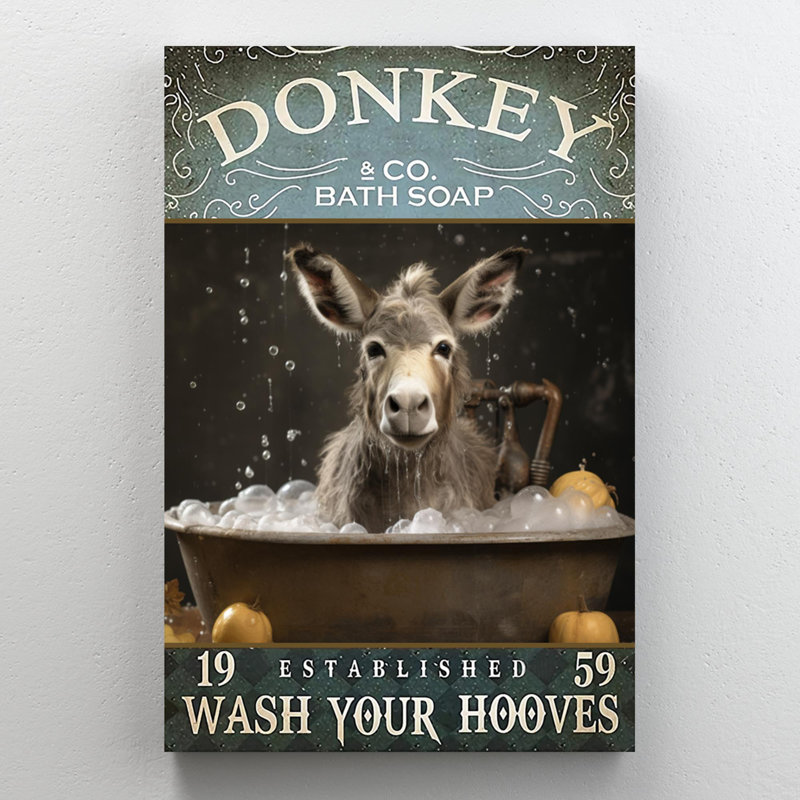 Donkey Bath Soap On Canvas, impression, H 36 po x l 24 po x P 1,25 po