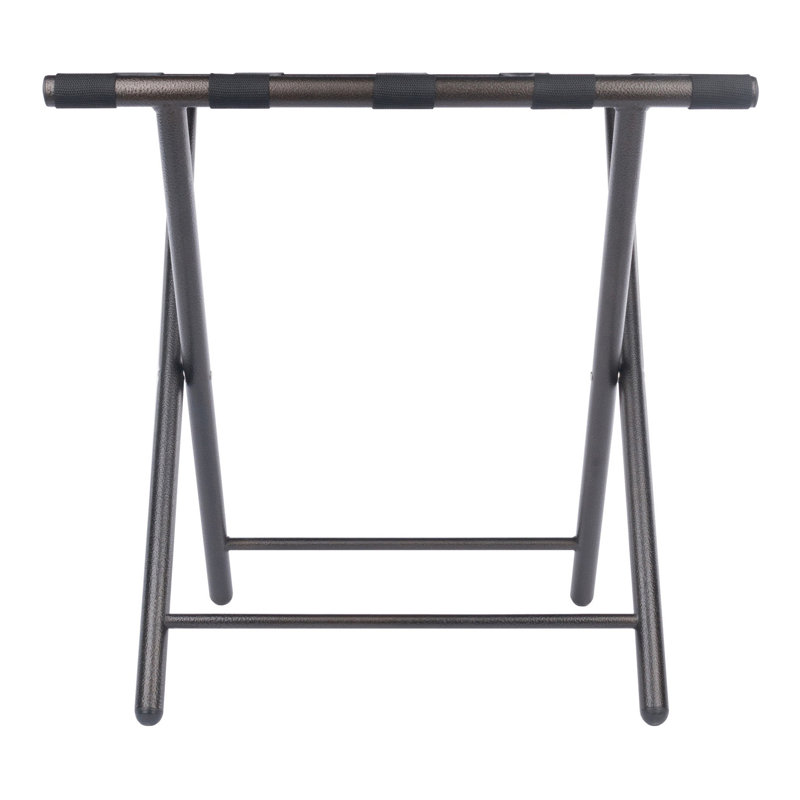Tavin Black Metal Folding Luggage Rack with Nylon Straps