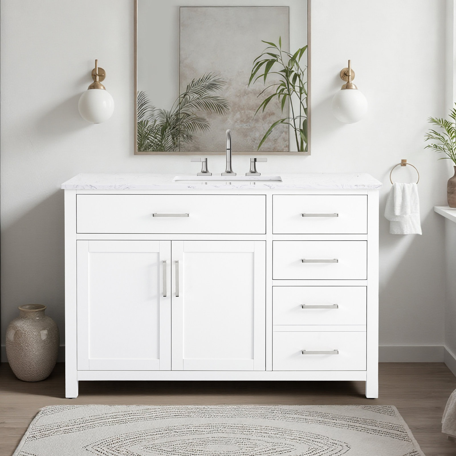 Shamar 48" Single Bathroom Vanity, White