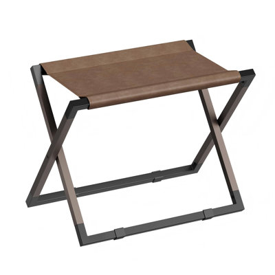 Porte-bagage, pliable, métal, cuir synthétique