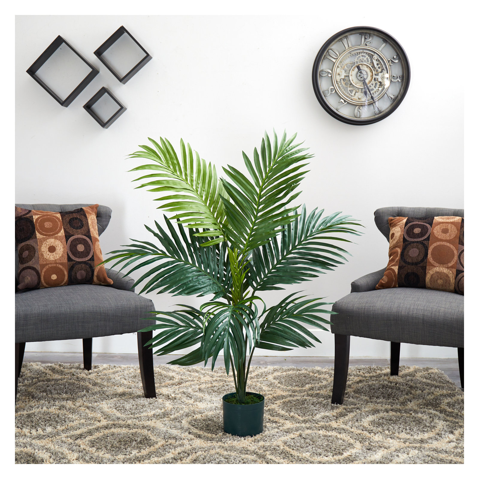 Faux Palm Tree, 48" H x 40" W x 40" D
