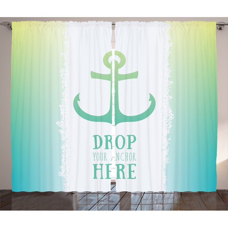 Nautical Semi-Sheer Rod Pocket Curtain Panels, 54" x 63"