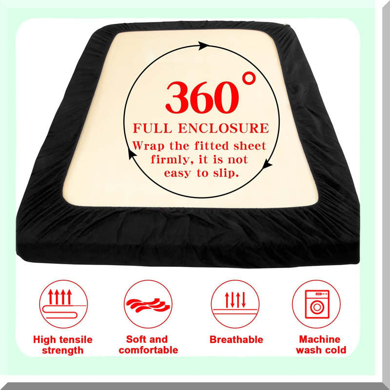 LuxurySoft Black Microfiber Deep Pocket Fitted Sheet - Wrinkle-Free, Fade-Resistant, Stain-Resistant Hotel Quality Bedding