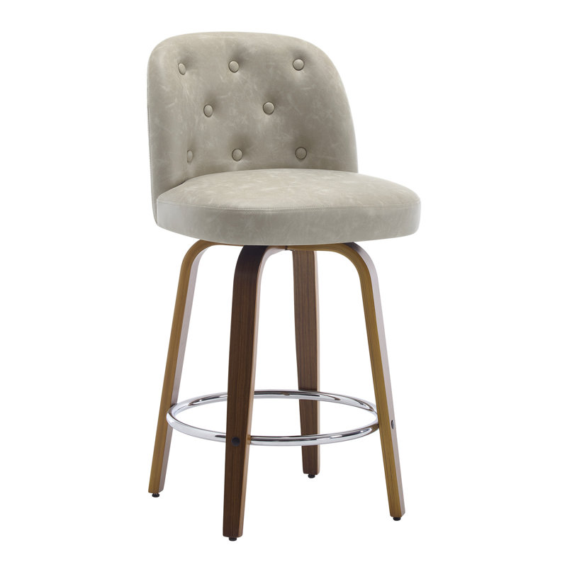 Swivel Upholstered Stool, 1, Greige, Counter Stool (26" Seat Height)