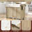 Fluted Kitchen Island With Drop Leaf, Power Outlet, Towel Rack, Spice Rack And Open Compartment-380827883