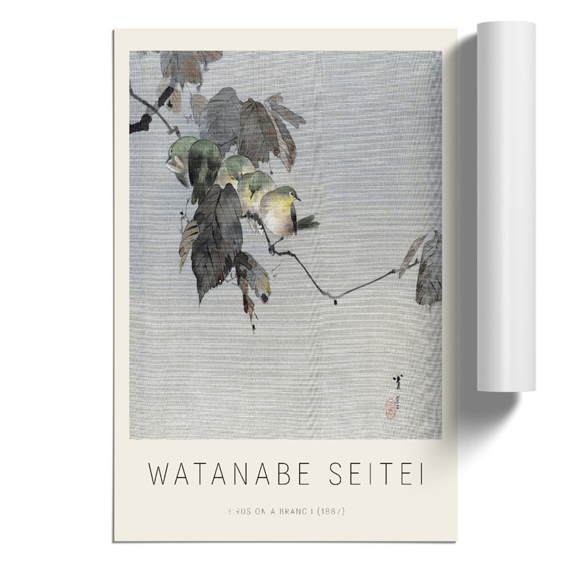 Birds on a Branch Print by Watanabe Seitei - Frameless Print, 59cm H x 42cm W x 0.1cm D
