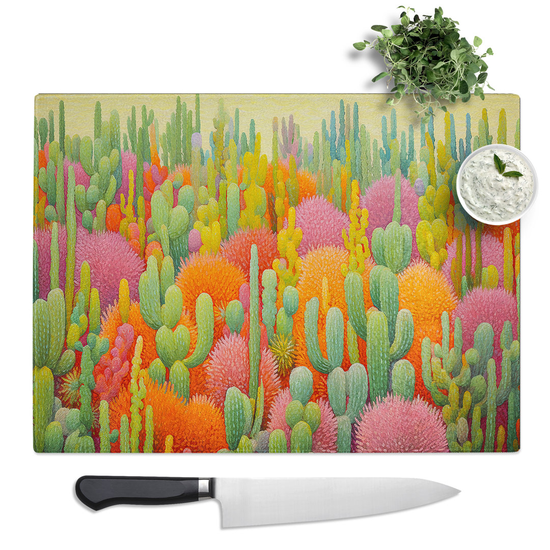 Cactus Colour Field  Glass Chopping Board