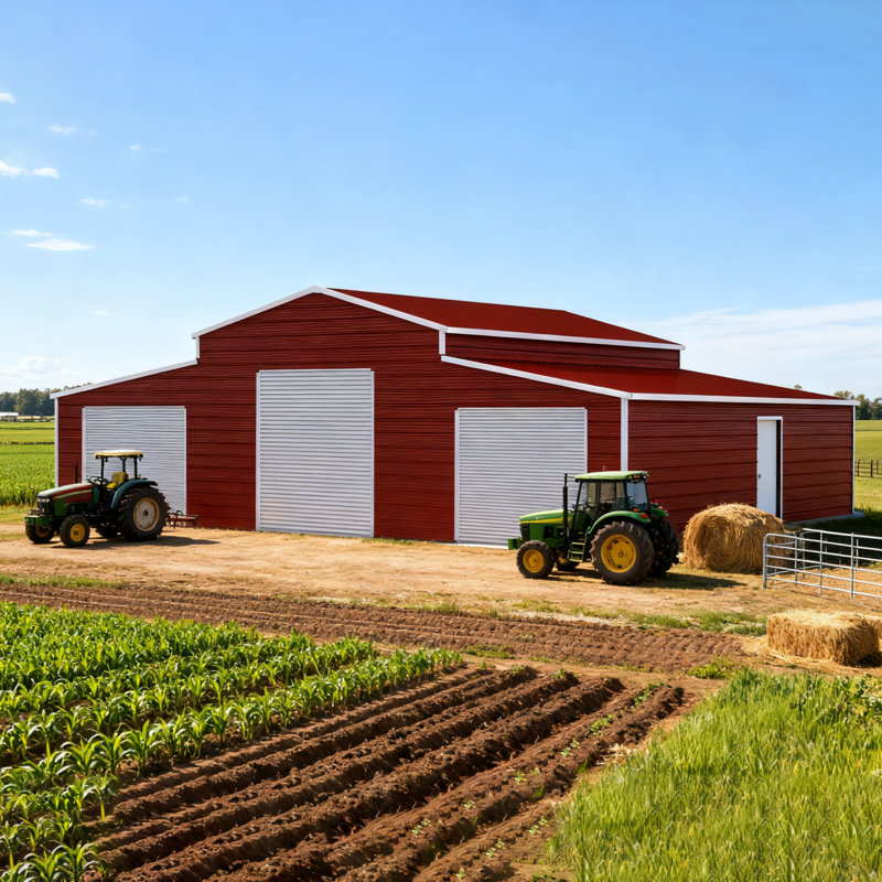 Remises de rangement en acier robuste, grande conception résistante aux intempéries pour la ferme et la maison