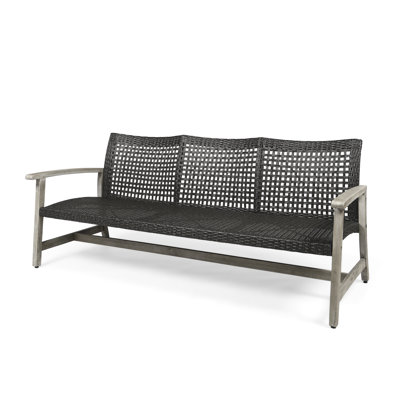 Large 3 Seater Grey Outdoor With Firm Iron Accents And Seating For Three Persons