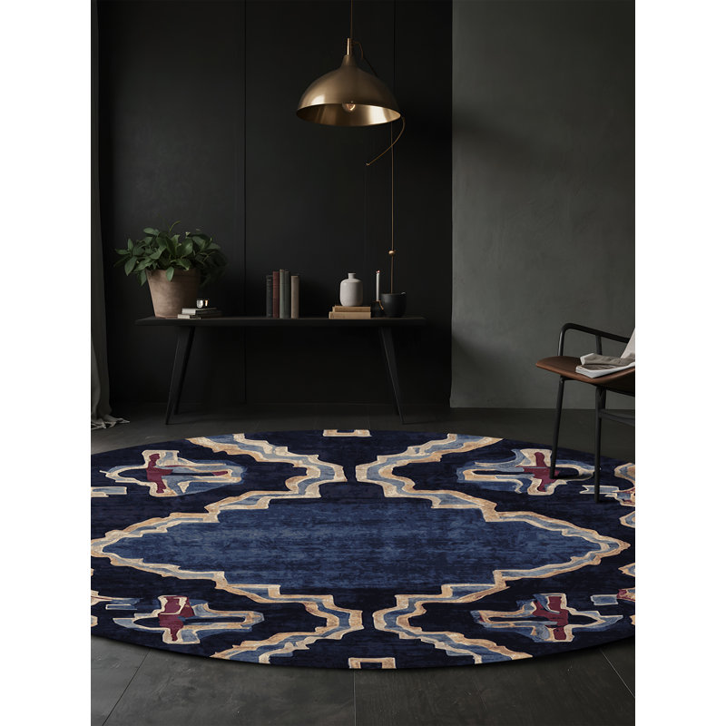 Tapis gris lavable à la machine, Rond 7 pi
