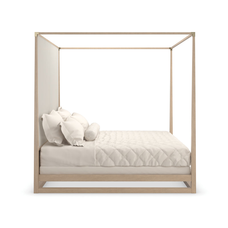 Pinstripe Solid Wood Canopy Bed, Queen