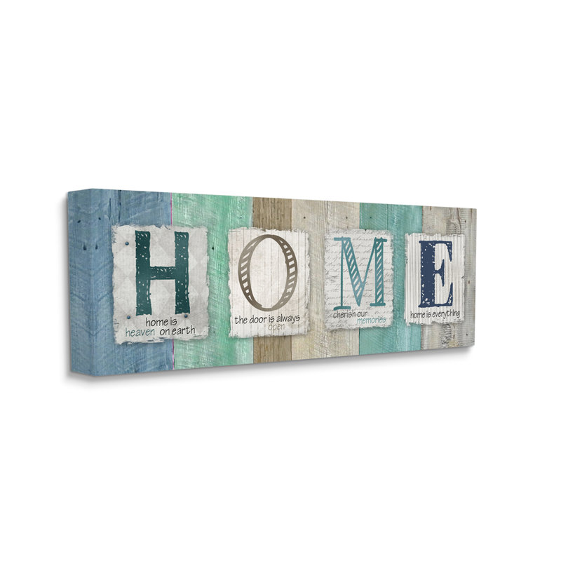 «Rustic Home Sign Blue Birch» par Carol Robinson - impression, Toile tendue, H 10 po x l 24 po