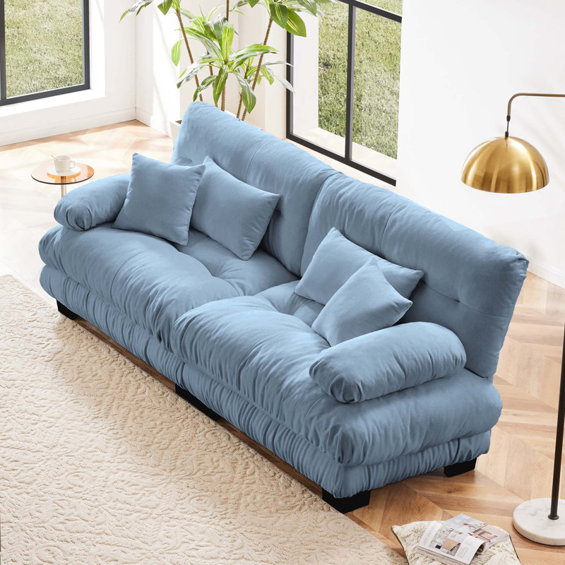 Canapé en chenille, H 35,4 po x l 94,4 po x P 36 po, 2, Bleu
