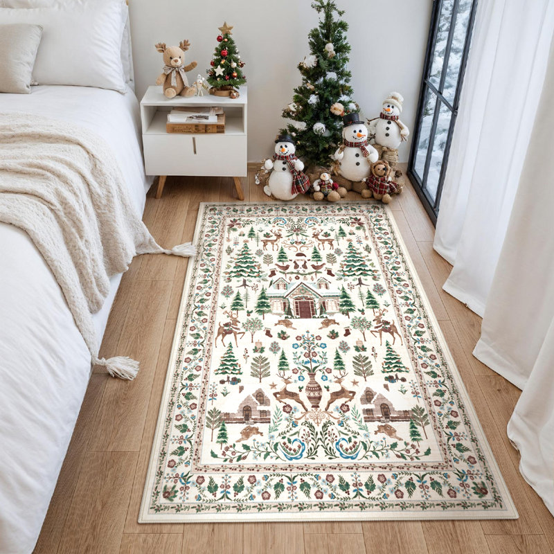 Tapis de Noël antidérapant de Noël, Rectangulaire 3 pi x 5 pi