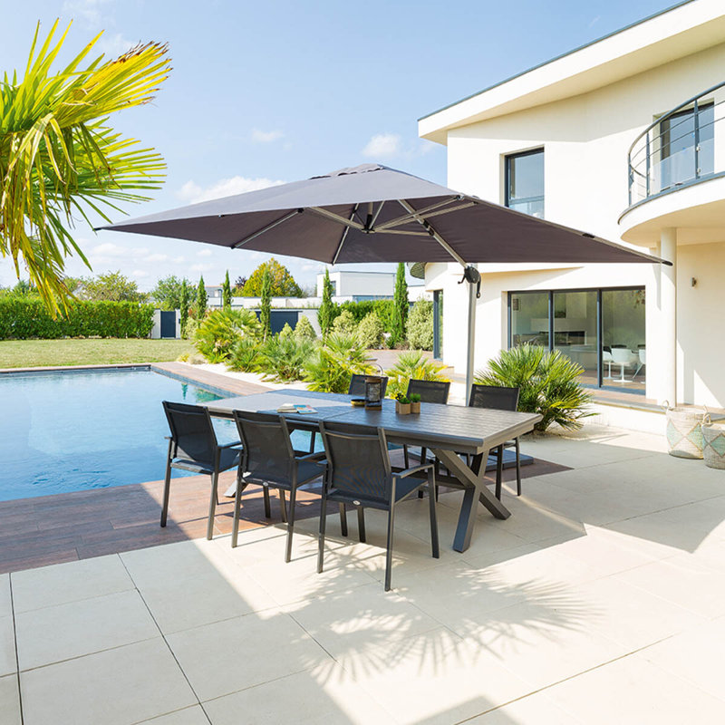 Ahlheim 400cm X 300cm Rectangular Tilt Cantilever Parasol, Slate