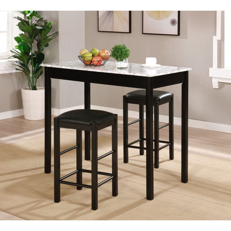 Loria 2 - Person Four Leg Dining Set, White/Black