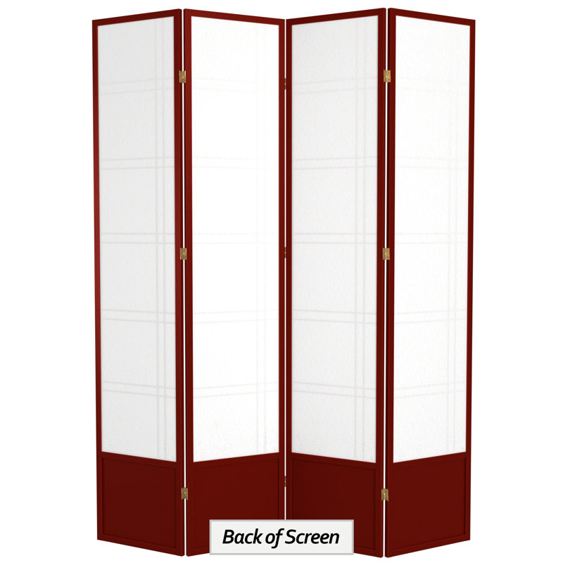 83.5" Double Cross Shoji Room Divider, 4 Panels, Rosewood