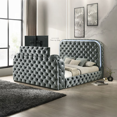 Kana Eastern King Bed W/LED, Fireplace & TV Stand
