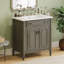 Meuble-lavabo de salle de bain rétro 30 po avec lavabo, armoire de salle de bain rustique avec portes à fermeture en douceur et tablette réglable, conception à profil courbé, pieds en bois d'hévéa