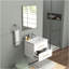 Ensemble de meuble-lavabo mural 24 po avec lavabo et miroir, deux tiroirs, lavabo en céramique, structure en aluminium argenté, assemblage facile, poignée longue en métal doré, 2 tiroirs de rangement, blanc brillant-1478150025