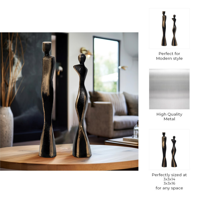 Ensemble de 2 statues de couple Torren 14/16 po Eliran, bronze