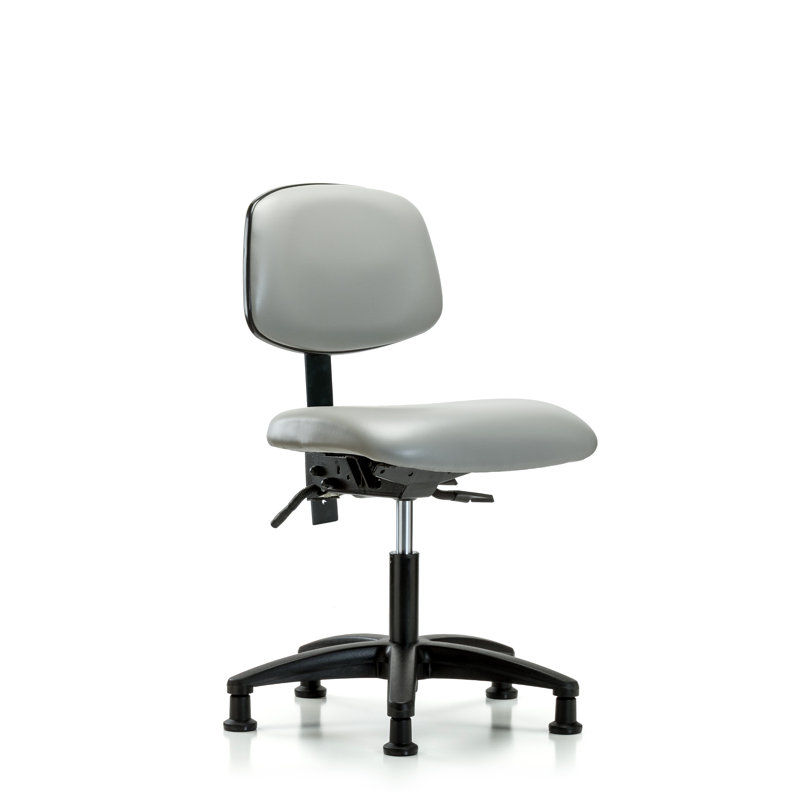 Adaline Vinyl Task Chair, Dove, Glides, Not Tilt Included