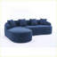 Canapé modulaire, canapé en chenille modulaire en L bleu marine avec méridienne incurvée | Mousse haute densité | 4 oreillers gratuits-1456600309