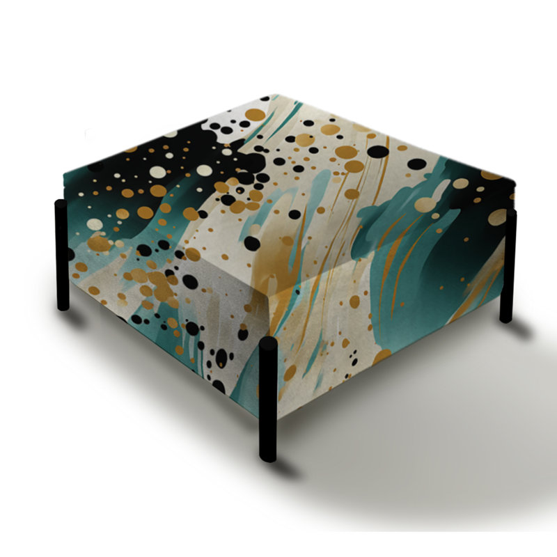Gilded Polka Dot River - Polka Dots Large Square Ottoman