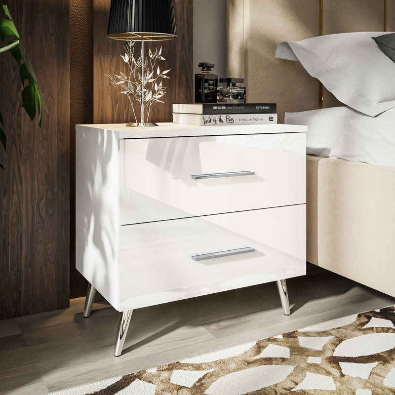 Ovolo 55cm W Bedside Table, White