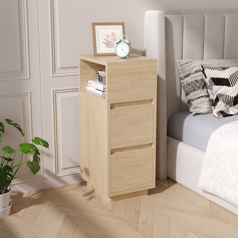 25cm W Manufactured Wood Bedside Table, Beige